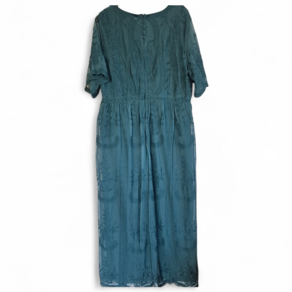 PinkBlush Teal Lace Mesh Overlay Plus Maternity Dress Size 3XL - Picture 4 of 12